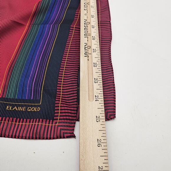Elaine Gold Scarf Womens One Size Red Multicolor Stripe Oblong Long Wrap Silky - Picture 6 of 7